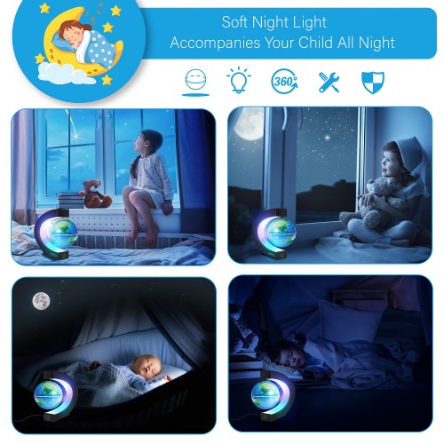 Magnetic Floating World Globe with LED Light, C Shape Anti Gravity Magnetic Levitation Decor for Deks, Office, Home Magnetic Floating World Globe with LED Light, C Shape Anti Gravity Magnetic Levitation Decor for Deks, Office, Home